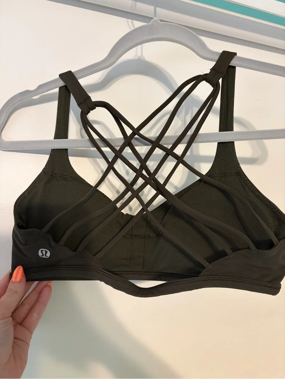 lululemon athletica Olive Green Scoop Neck Strappy Sports Bra